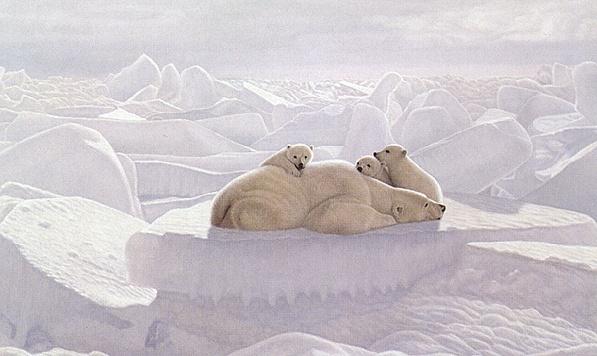 lf001x-Polar Bears-mom and cubs-painting.jpg