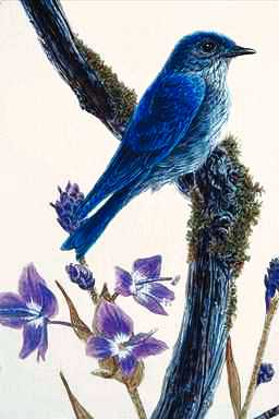 Bird Painting-Mountain Bluebird 1-perching on tree.jpg