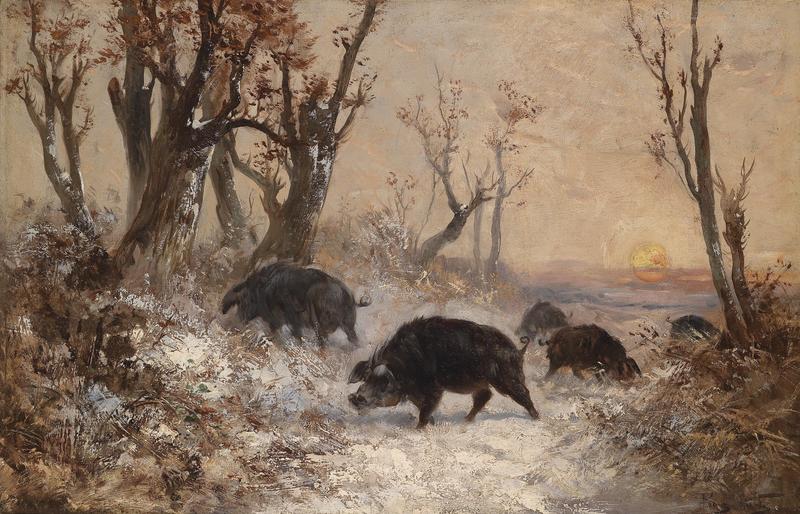 Franz W-ltz Wildschweine am Waldrand um 1900.jpg