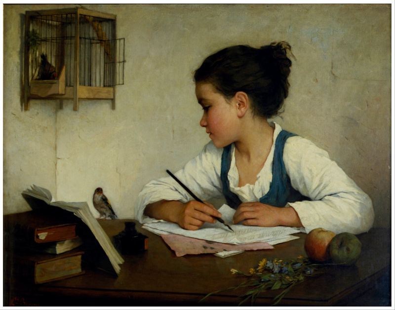 Browne, Henriette - A Girl Writing; The Pet Goldfinch - Google Art Project.jpg