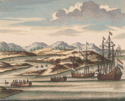 Vlamingh ships at the Swan River, Keulen 1796.jpg
