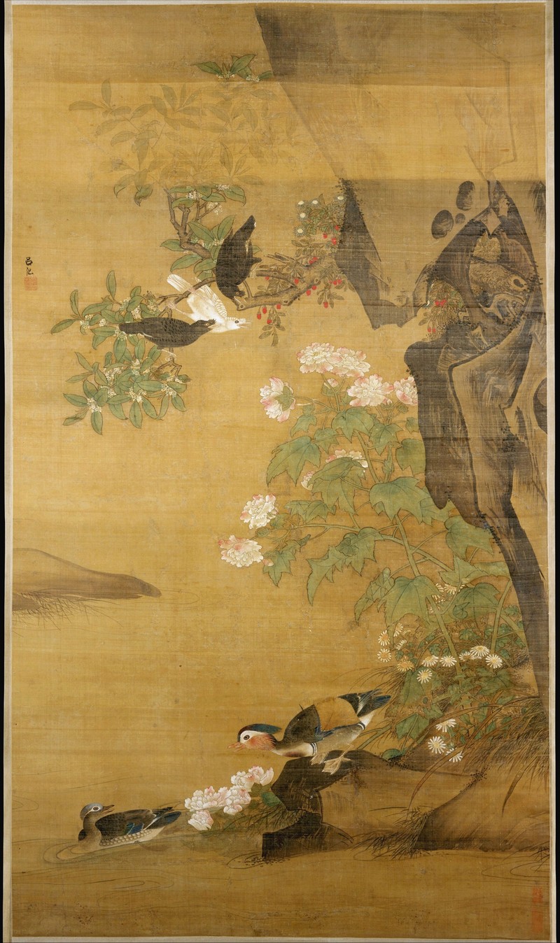 Lü Ji Mandarin Ducks and Hollyhocks. 15 cent. Metropolitan Museum.jpg