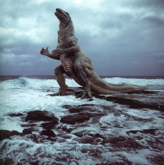 Dinosaur11-Roaring on sea shore-Hawaii-by Linda Bucklin.jpg